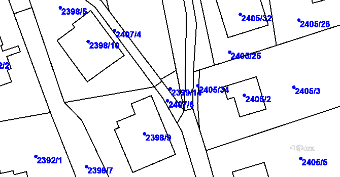 Parcela st. 2399/14 v KÚ Frýdlant, Katastrální mapa