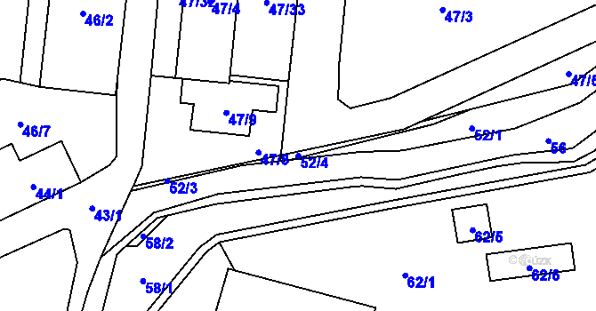 Parcela st. 52/4 v KÚ Frýdlant, Katastrální mapa