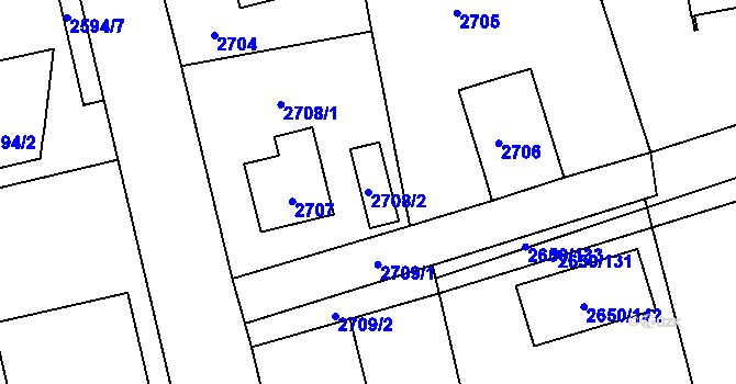 Parcela st. 2708/2 v KÚ Frýdlant, Katastrální mapa