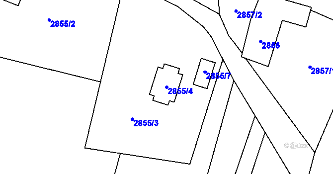 Parcela st. 2855/4 v KÚ Frýdlant, Katastrální mapa