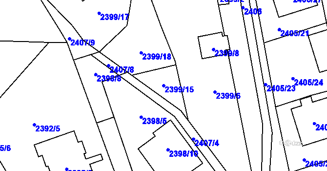 Parcela st. 2399/15 v KÚ Frýdlant, Katastrální mapa