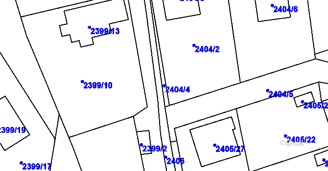 Parcela st. 2404/4 v KÚ Frýdlant, Katastrální mapa