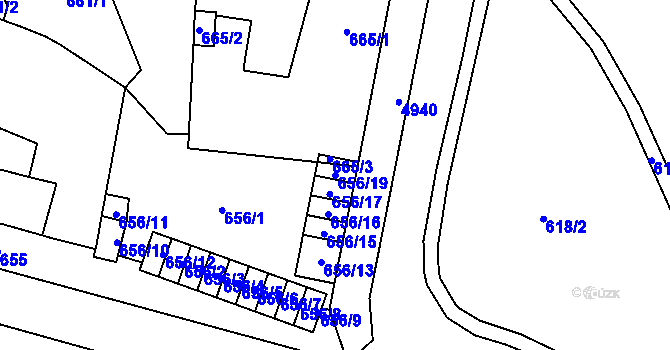 Parcela st. 656/19 v KÚ Frýdlant, Katastrální mapa