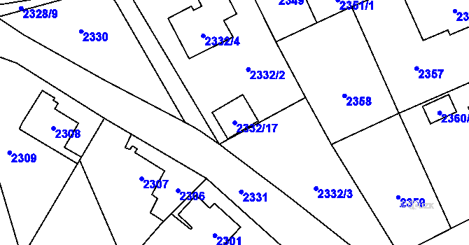 Parcela st. 2332/17 v KÚ Frýdlant, Katastrální mapa