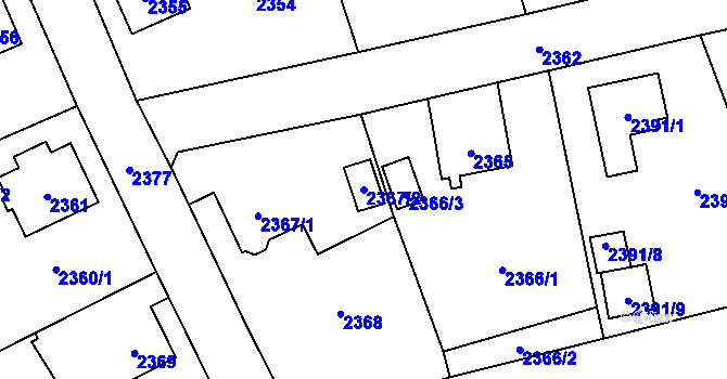 Parcela st. 2367/2 v KÚ Frýdlant, Katastrální mapa