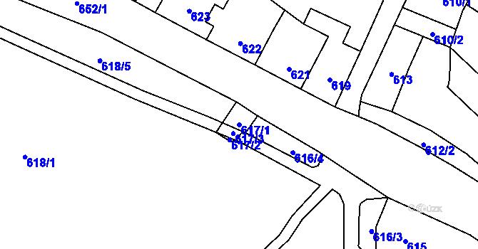 Parcela st. 617/1 v KÚ Frýdlant, Katastrální mapa