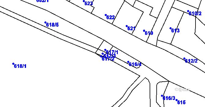 Parcela st. 617/3 v KÚ Frýdlant, Katastrální mapa
