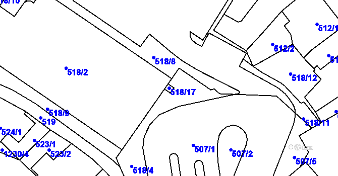 Parcela st. 518/17 v KÚ Frýdlant, Katastrální mapa
