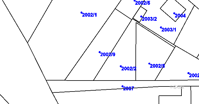 Parcela st. 2002/9 v KÚ Frýdlant, Katastrální mapa