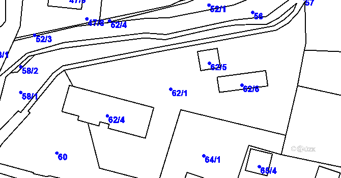 Parcela st. 62/1 v KÚ Frýdlant, Katastrální mapa