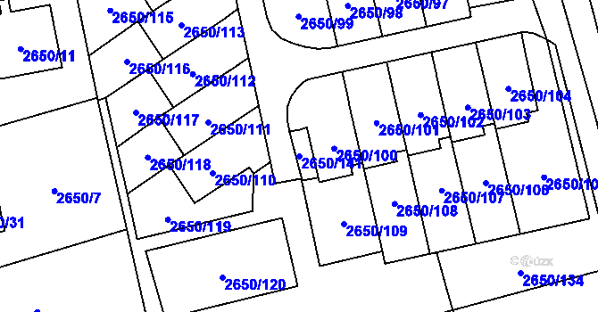 Parcela st. 2650/141 v KÚ Frýdlant, Katastrální mapa