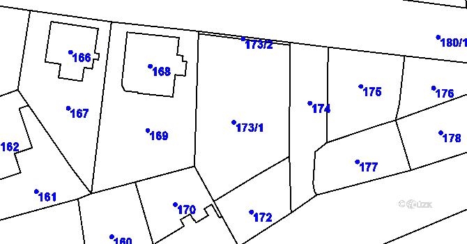 Parcela st. 173/1 v KÚ Frýdlant, Katastrální mapa
