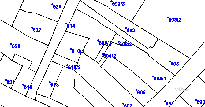 Parcela st. 604/2 v KÚ Frýdlant, Katastrální mapa