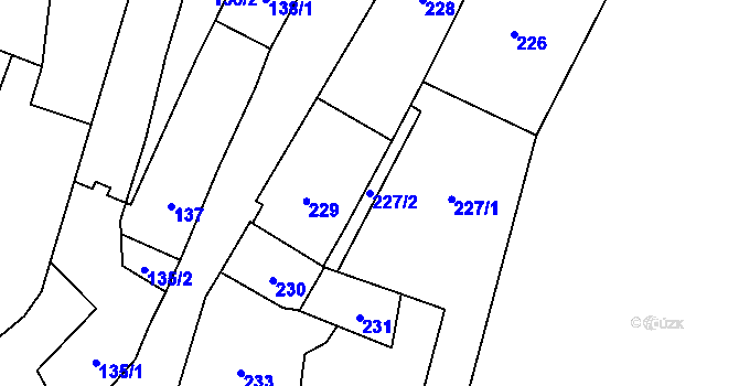 Parcela st. 227/2 v KÚ Frýdlant, Katastrální mapa