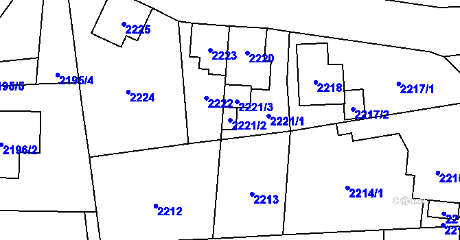 Parcela st. 2221/2 v KÚ Frýdlant, Katastrální mapa