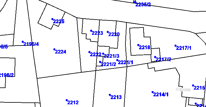 Parcela st. 2221/3 v KÚ Frýdlant, Katastrální mapa