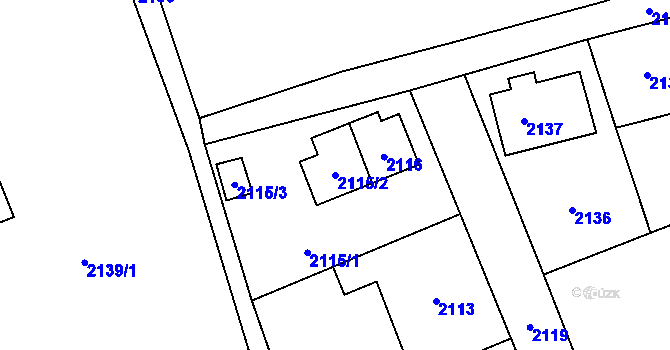 Parcela st. 2115/2 v KÚ Frýdlant, Katastrální mapa