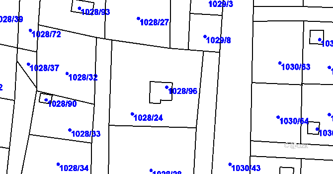 Parcela st. 1028/96 v KÚ Frýdlant, Katastrální mapa
