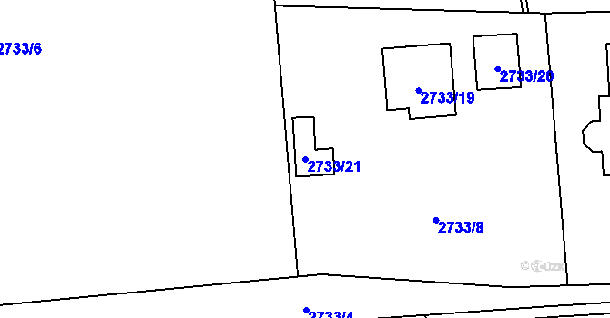 Parcela st. 2733/21 v KÚ Frýdlant, Katastrální mapa