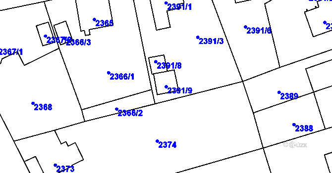 Parcela st. 2391/9 v KÚ Frýdlant, Katastrální mapa