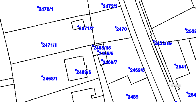Parcela st. 2469/6 v KÚ Frýdlant, Katastrální mapa