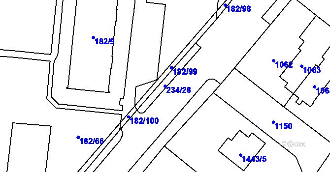 Parcela st. 234/28 v KÚ Frýdlant, Katastrální mapa