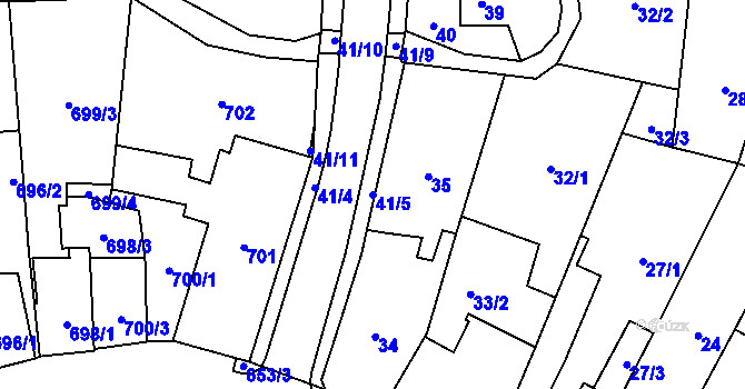 Parcela st. 41/5 v KÚ Frýdlant, Katastrální mapa