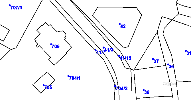 Parcela st. 41/7 v KÚ Frýdlant, Katastrální mapa