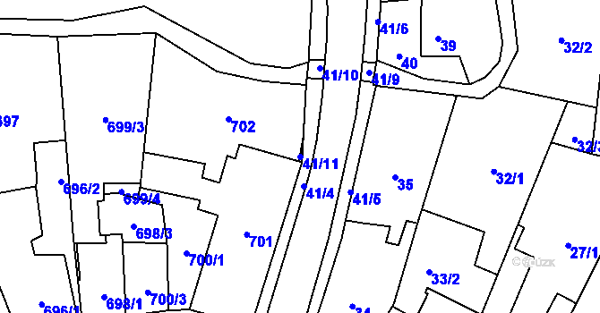 Parcela st. 41/11 v KÚ Frýdlant, Katastrální mapa