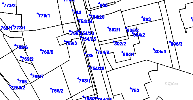 Parcela st. 754/8 v KÚ Frýdlant, Katastrální mapa
