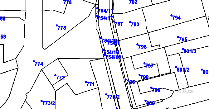 Parcela st. 754/10 v KÚ Frýdlant, Katastrální mapa