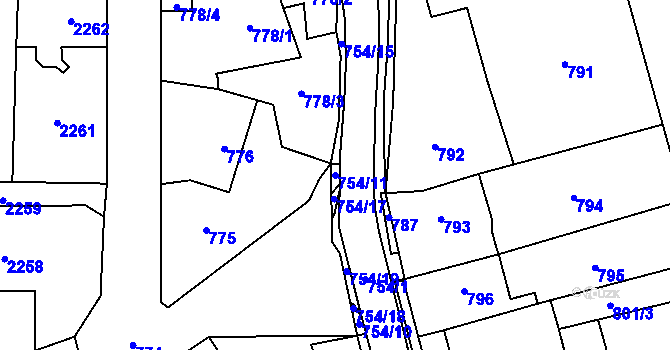 Parcela st. 754/11 v KÚ Frýdlant, Katastrální mapa