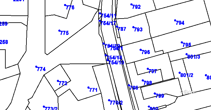 Parcela st. 754/18 v KÚ Frýdlant, Katastrální mapa