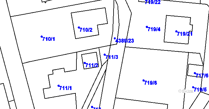 Parcela st. 711/3 v KÚ Frýdlant nad Ostravicí, Katastrální mapa