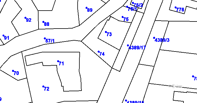 Parcela st. 74 v KÚ Frýdlant nad Ostravicí, Katastrální mapa