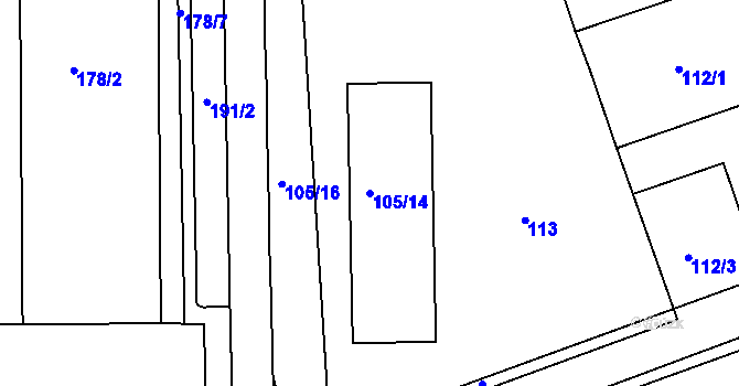 Parcela st. 105/14 v KÚ Frýdlant nad Ostravicí, Katastrální mapa