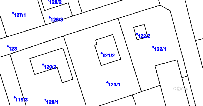 Parcela st. 121/2 v KÚ Frýdlant nad Ostravicí, Katastrální mapa