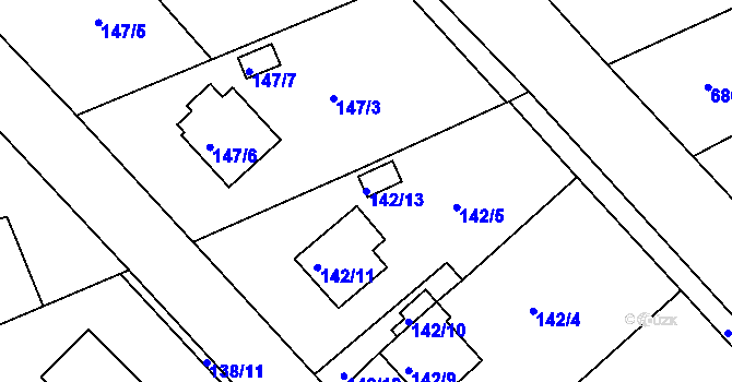 Parcela st. 142/13 v KÚ Frýdlant nad Ostravicí, Katastrální mapa