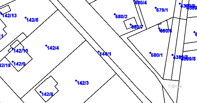 Parcela st. 144/1 v KÚ Frýdlant nad Ostravicí, Katastrální mapa