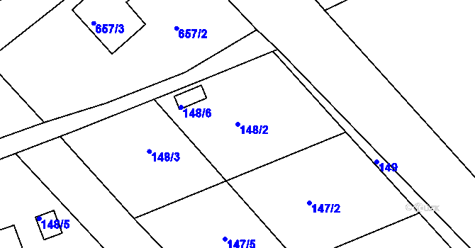 Parcela st. 148/2 v KÚ Frýdlant nad Ostravicí, Katastrální mapa