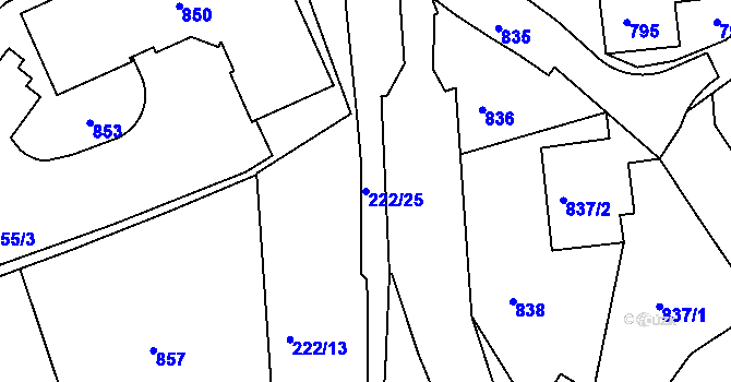 Parcela st. 222/25 v KÚ Frýdlant nad Ostravicí, Katastrální mapa
