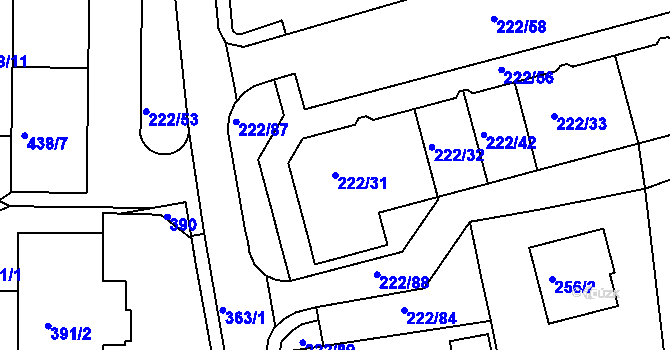 Parcela st. 222/31 v KÚ Frýdlant nad Ostravicí, Katastrální mapa