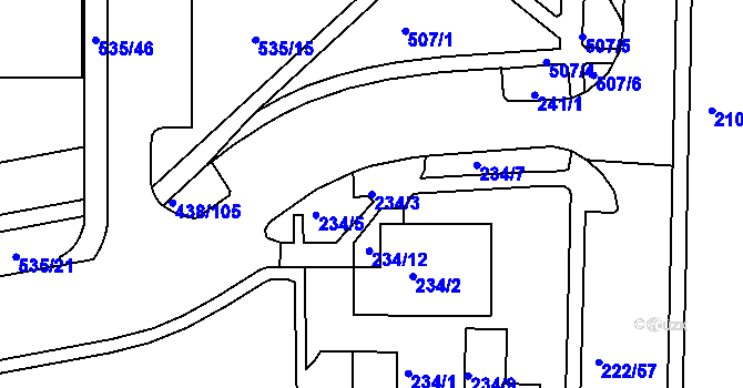 Parcela st. 234/3 v KÚ Frýdlant nad Ostravicí, Katastrální mapa