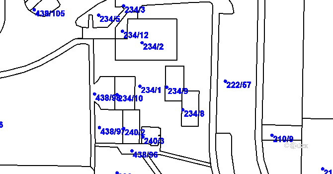 Parcela st. 234/9 v KÚ Frýdlant nad Ostravicí, Katastrální mapa