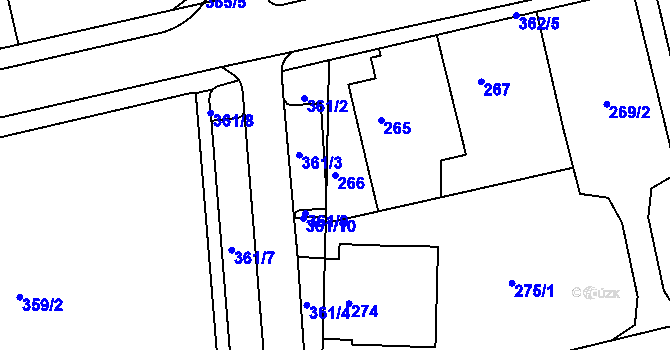 Parcela st. 266 v KÚ Frýdlant nad Ostravicí, Katastrální mapa
