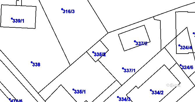 Parcela st. 335/2 v KÚ Frýdlant nad Ostravicí, Katastrální mapa