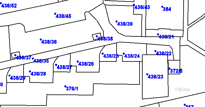 Parcela st. 438/25 v KÚ Frýdlant nad Ostravicí, Katastrální mapa
