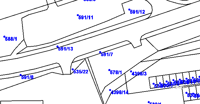 Parcela st. 591/7 v KÚ Frýdlant nad Ostravicí, Katastrální mapa