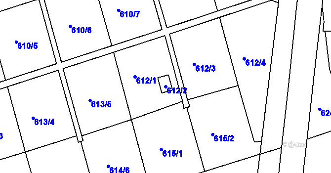 Parcela st. 612/2 v KÚ Frýdlant nad Ostravicí, Katastrální mapa