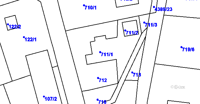 Parcela st. 711/1 v KÚ Frýdlant nad Ostravicí, Katastrální mapa